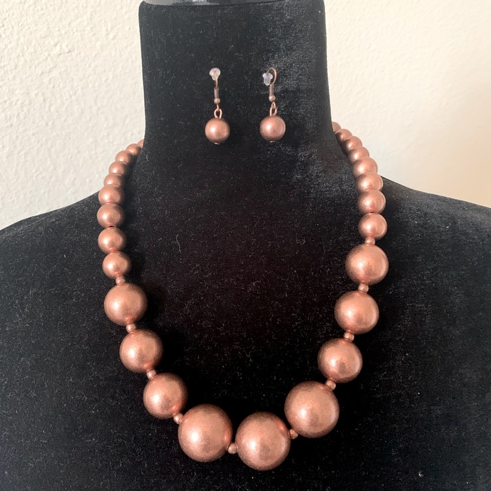 Brown necklace and earring set